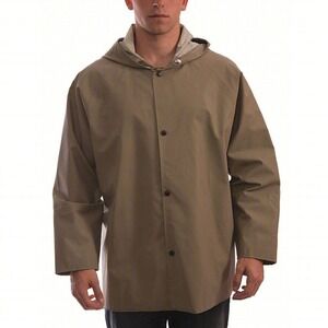 4XL TINGLEY Flame Resistant Olive Rain Jacket:  Snaps, Hoodie #J12148 NEW